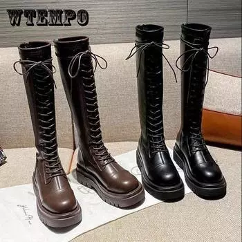 Высокие сапоги, женские осенние и зимние одинарные сапоги, черные сапоги до колена в стиле рыцаря, британские сапоги для верховой езды, сапоги 35 коричневый