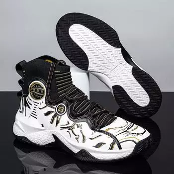 Высокие спортивные мужские кроссовки Fly-woven, повседневные универсальные баскетбольные кроссовки, кроссовки для бега 39 чёрный