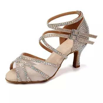 Высокие танцевальные сапоги, женские танцевальные туфли для бальных танцев, латиноамериканского танго, для танцев на пилоне, танцевальная обувь на высоком каблуке, каблук 8,5 см 35 бежевый