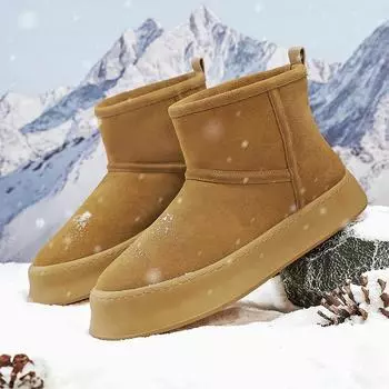 Высокие теплые хлопковые ботинки для зимы 2024 года. Мужские и женские толстые зимние ботинки с увеличенной высотой и нано-противоскользящими свойствами. 39 коричневый