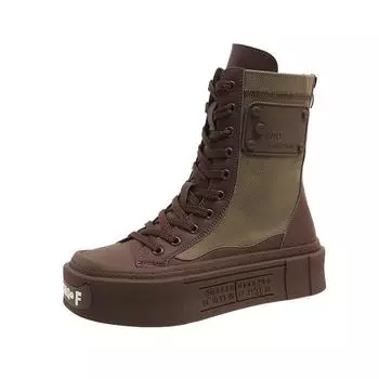 Высокие толстые парусиновые женские сапоги на толстой подошве 2024 года, новые осенние квадратные универсальные спортивные модные короткие сапоги на шнуровке для женщин 35 серый