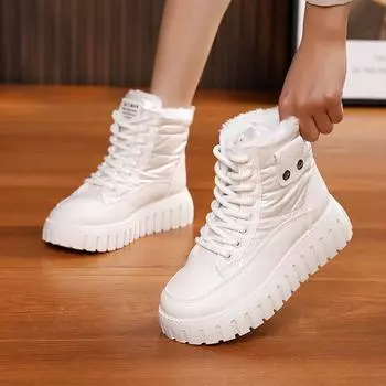 Высокие туфли для папы, детские взрывные зимние новые бархатные утолщенные хлопковые туфли, повседневная спортивная обувь Z 35 чёрный