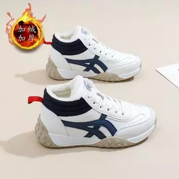 Высокие туфли для папы, женские, осень-зима 2024 года, новые студенческие туфли в стиле ins, повседневные спортивные туфли на толстой подошве NK858 35 чёрный