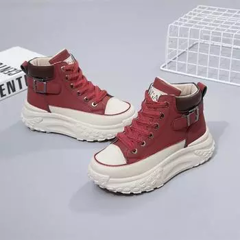 Высокие туфли для женщин, универсальные, весна-лето и осень, толстая подошва, маленькие белые туфли, повседневная спортивная обувь для сноуборда 35 чёрный