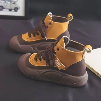 Высокие туфли и ботинки для женщин Весна и осень Новые универсальные кроссовки на толстой подошве для студенток Повседневная обувь для женщин 35 чёрный