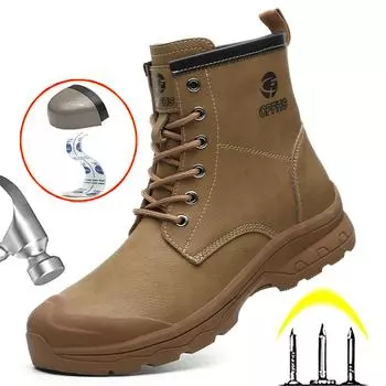 Высокие туфли, рабочие ботинки, неразрушимая обувь со стальным носком, водонепроницаемые защитные ботинки, мужские кожаные ботинки с защитой от проколов и ошпариванием 40 чёрный