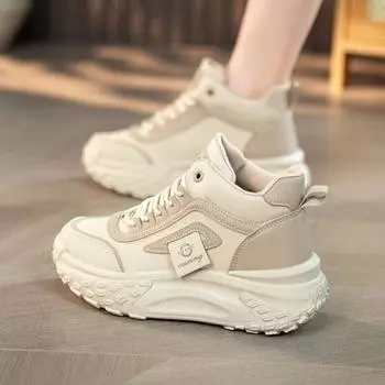 Высокие туфли Женская мода с Daddy Shoes Модные высокие туфли Bon Board Shoes Спортивная повседневная обувь 35 чёрный