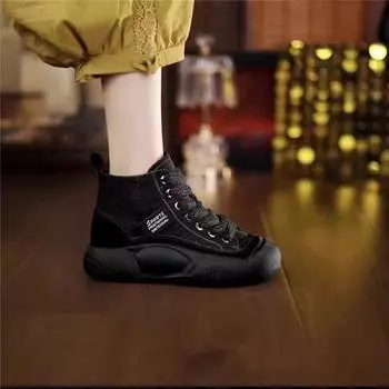 Высокие туфли женские модные крутые 2025 новые осенне-зимние бархатные женские туфли кроссовки на плоской подошве жареные уличные цветные туфли для папы женские 35 бордовый