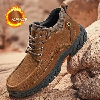 Высокие уличные туфли, мужская повседневная обувь из кожи ручной работы, мужские мокасины из коровьей кожи, плюшевые ботильоны 38-46 38 чёрный