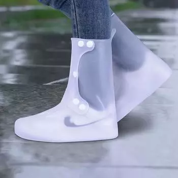 Высокие водонепроницаемые бахилы для мужчин и женщин, многоразовые бахилы, нескользящие, легкие, непромокаемые бахилы, застегивающиеся на пуговицы, галоши, защита для обуви S fits shoes 34-35 темно-серого