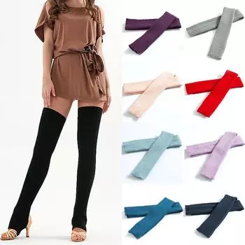 Высокие вязаные носки до бедра для йоги, 29,5 дюйма, шерстяные наступники для латинского балета, гетры, гетры светло-серый