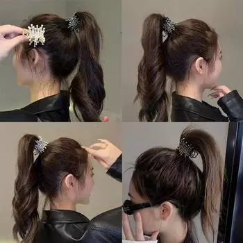 Высокие зажимы для хвоста для женщин, модные нерегулярные металлические коготь, расширенные зажимы для девочек, фиксированная шпилька, зажим для волос, аксессуары для волос чёрный