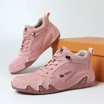 Высокие женские туфли больших размеров. Кожаные женские осенние и зимние ботильоны. Спортивная повседневная обувь. Универсальные кожаные ботинки. 35