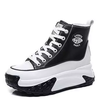 Высокие женские туфли из натуральной кожи на платформе высотой 7 см, ботиночки на танкетке, скрытый каблук, молния, весна-осень, теплая меховая зимняя обувь, кроссовки, теннис 35