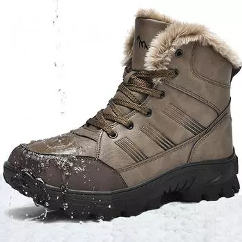 Высокие зимние ботинки больших размеров, водонепроницаемые уличные ботинки, мужские зимние ботильоны, мужские походные ботинки 39 чёрный