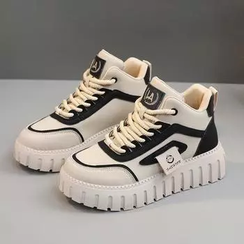 Высокие зимние сапоги, женские зимние плюшевые студенческие хлопковые туфли, модная повседневная спортивная обувь на толстой подошве 35 чёрный