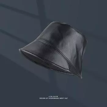 Высокий холодный ветер нишевый дизайн простая шляпа-ведро с лицом из искусственной кожи маленькая прямая шляпа для мужчин и женщин с одинаковым стилем универсальная M56-58cm легкие хаки