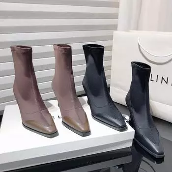 Высокий каблук квадратный носок женские ботильоны модные танцевальные вечерние выпускные туфли уличный стиль женские короткие Botas De Mujer 35