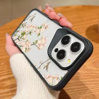 Высокий прозрачный акриловый ударопрочный чехол для iPhone 16 Plus 15 14 13 Pro Max с рисунком вишневого цвета, однотонный, с мягкими краями, тонкий жесткий чехол iPhone 16 чёрный