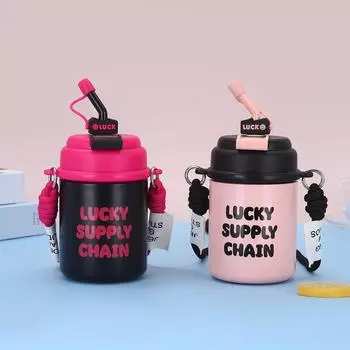 Высокий уровень внешнего вида, большая емкость, двойная кофейная чашка, нержавеющая сталь, двойная вакуумная изоляция, переносная чашка с трубочкой 500ml