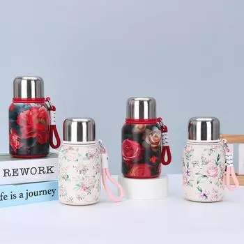 Высокий уровень внешнего вида большой емкости термос чашка из нержавеющей стали тонкий узор портативная чашка для воды с портативной чашкой 450ml