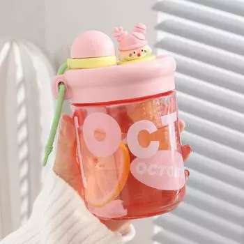Высокий уровень внешнего вида для девочек, устойчивый к падению, устойчивый к высоким температурам пластиковый стаканчик, детский студенческий чай, отделение воды, цветочная чайная чашка 560ml розовый