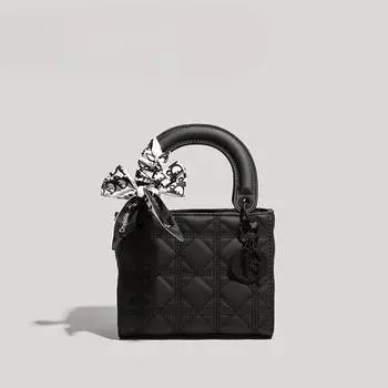 Высокий уровень внешнего вида матовая вышитая линия сумка Diana модная универсальная сумка модная сумка через плечо чёрный