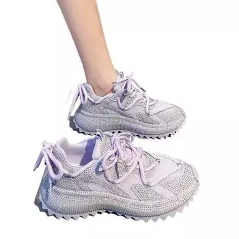 Высокий уровень внешнего вида, полный звездных стразов, иностранный стиль, удобная нескользящая дышащая спортивная износостойкая женская обувь 35 чёрный