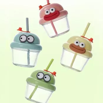 Высокий внешний вид мини-чашка для пирса, симпатичная с соломой, стеклянная чашка для воды, переносная кофейная чашка для студентов, бытовая чашка для тонны 201-300ml