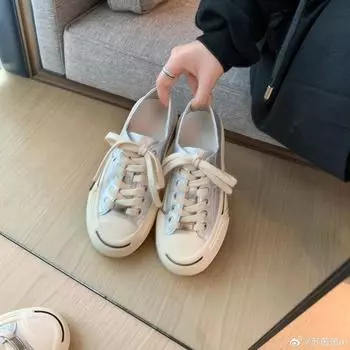 Высокий замок с круглой головкой и толстой подошвой Jack Purcell Повседневная спортивная обувь для скейтбординга Женская парусиновая обувь 34 чёрный