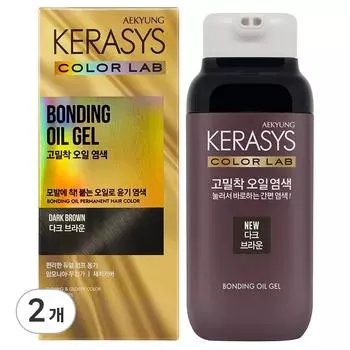 Высокоадгезивная масляная краска для волос Kerasys, темно-коричневый, 2 шт.