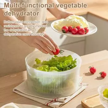 Высокоэффективная центрифуга для сушки овощей с ручкой, не содержит бисфенол А, простая в использовании ручная центрифуга для сушки овощей и салата, корзина для сушки молочный белый