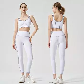 Высокоэффективный женский костюм для йоги и фитнеса: Однотонный, высокоэластичный, облегающий S