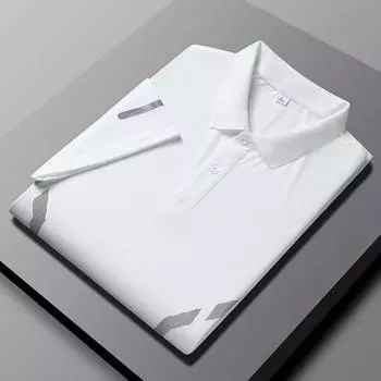 Высокоэластичная быстросохнущая повседневная универсальная однотонная рубашка поло из ледяного шелка для мужчин, летняя тонкая футболка с короткими рукавами