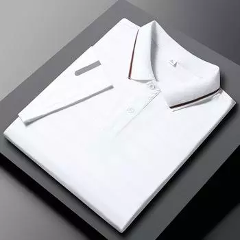 Высокоэластичная быстросохнущая повседневная универсальная однотонная рубашка поло из ледяного шелка для мужчин, летняя тонкая футболка с короткими рукавами