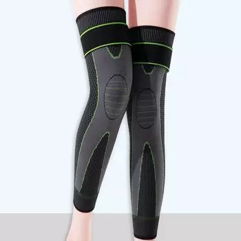 Высокоэластичные наколенники с удлиненными лямками для мужчин и женщин, баскетбольное снаряжение на открытом воздухе, наколенники из полыни для бега, трикотажное защитное снаряжение L чёрный