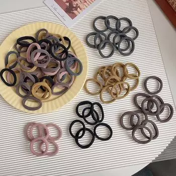 Высокоэластичные однотонные резинки для волос для женщин – прочные, стильные резинки для хвостиков 30 pieces per pack чёрный