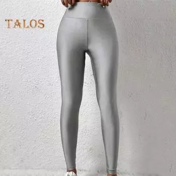 Высокоэластичные женские леггинсы облегающего кроя, однотонные, глянцевые, с высокой талией, штаны для йоги, весна-осень, активная одежда S вино красного