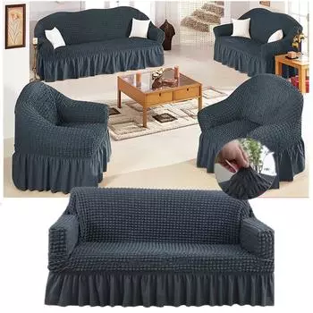 Высокоэластичный чехол для дивана Bubble Grid 1/2/3/4 с подолом юбки, универсальный, моющийся, всесезонный, для защиты мебели от домашних животных 1 Seater 90-140cm