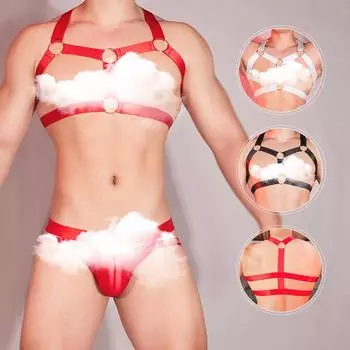 Высокоэластичный Гладкий Мужской Панк Металлический Костюм - Властный Стиль для Ночных Клубов White Bottom