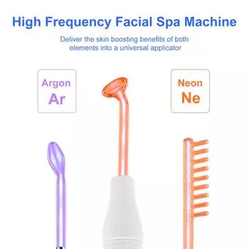 Высокочастотный спа-аппарат для лица со светодиодной подсветкой, стеклянная трубка, палочка для ухода за кожей лица, расческа для ухода за кожей лица EU Plug белый