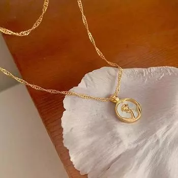 Высокое чувство корейского стиля роза цветок кулон ожерелье легкая роскошная ключичная цепочка для женщин ювелирные изделия свадьба банкет вечеринка подарок