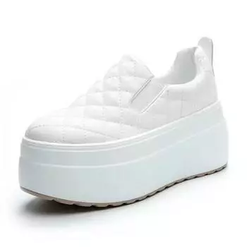 ВЫСОКОЕ КАЧЕСТВО 8 см пошив натуральной кожи платформа танкетка женские кроссовки толстые весна осень женские повседневные вулканизированные удобные туфли 33 чёрный