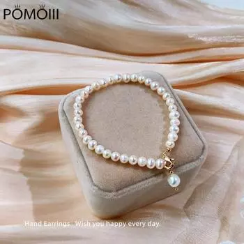 Высокое качество 14 К позолоченный натуральный пресноводный жемчуг женский браслет рекламные украшения подруге подарок на день рождения 19.5cm