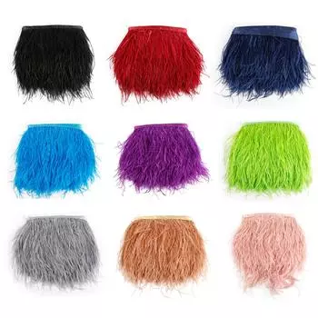 Высокое качество 1 метр лента из страусиных перьев перо DIY аксессуары для одежды 8-10cm 1meter бежевый