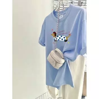 Высокое качество, 200 г, футболка из 100% хлопка, лето 2024, забавная футболка с мультяшным принтом для женщин, одежда Harajuku, футболка большого размера, топы Y2k M