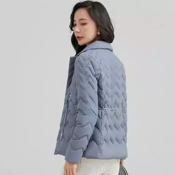 Высокое качество 2025 Новая женская куртка 90% белого утиного пуха с коротким волнистым узором, однотонная, с высокой талией, женская куртка Tide S