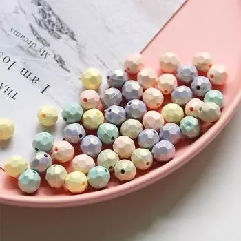 Высокое качество 40 шт./пакет 8 мм материалы для бисероплетения перламутровые красочные свободные бусины с отверстием DIY ювелирные аксессуары миндальное цветное многогранник поделки 8mm 40pcs/bag бежевый