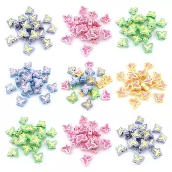 Высокое качество 5 шт. Браслет Ожерелье Ослепительный Двухцветный Креативный Материал Бисера Трехмерная Бабочка Бусины Россыпью Ювелирные Изделия Аксессуары С УФ-покрытием розовый