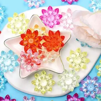 Высокое качество акриловые кристаллы DIY ювелирные аксессуары цветок лотоса 31 мм свободные бусины прозрачные модные для изготовления браслетов и сережек 20Pcs разноцветный